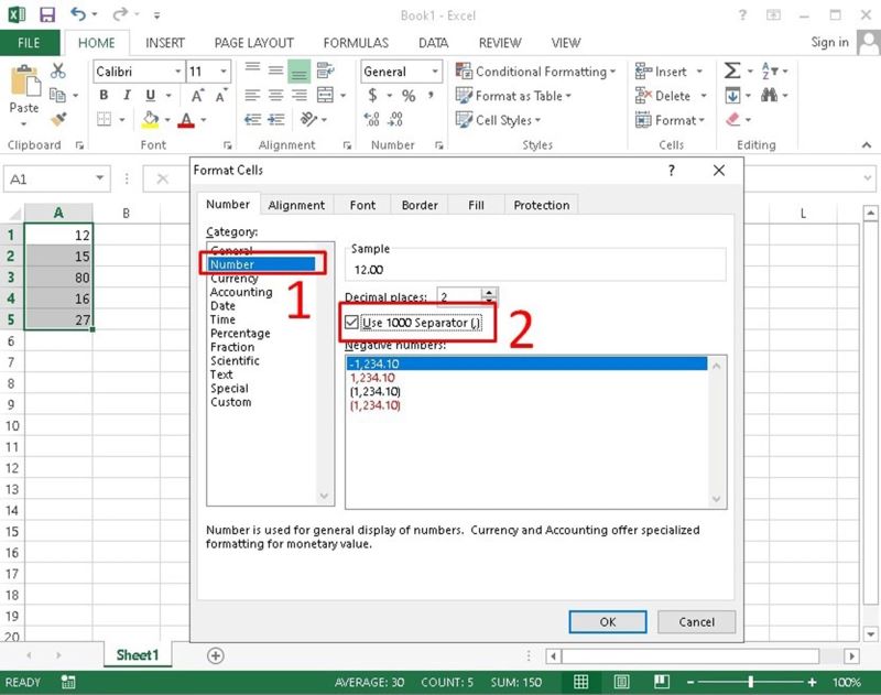  Định dạng số trong Excel bước 3