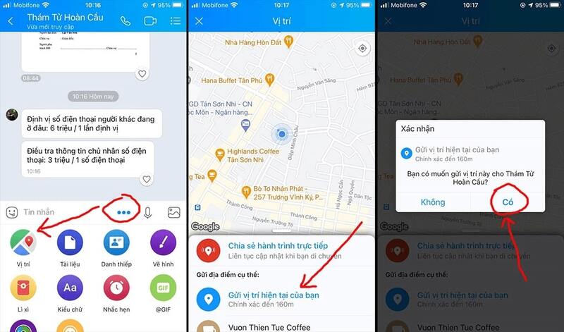 Cách định vị số điện thoại bằng ứng dụng Zalo bước 3