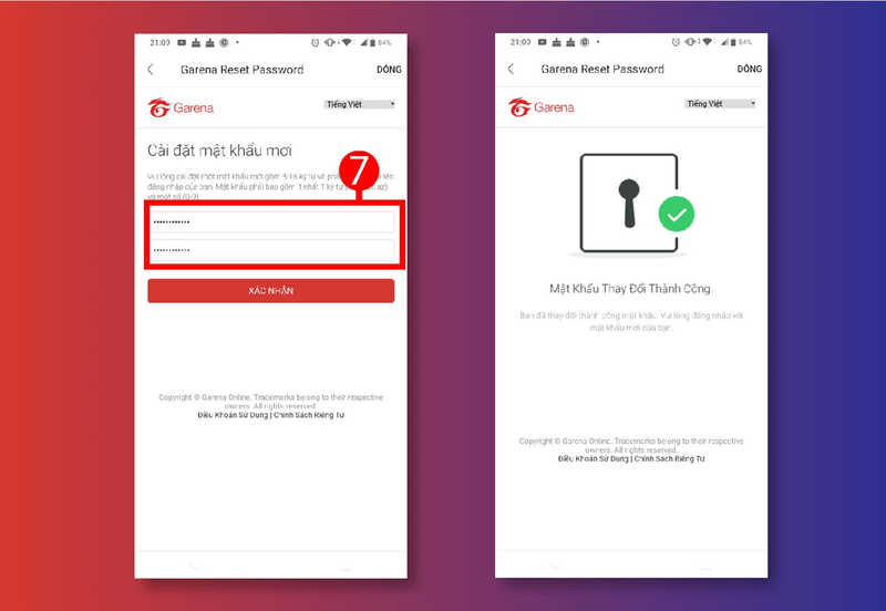 Hướng dẫn cách đổi mật khẩu ứng dụng Garena trên điện thoại bước 6