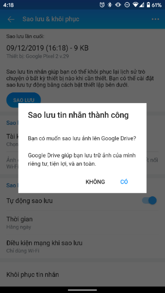 Đồng bộ tin nhắn ZALO