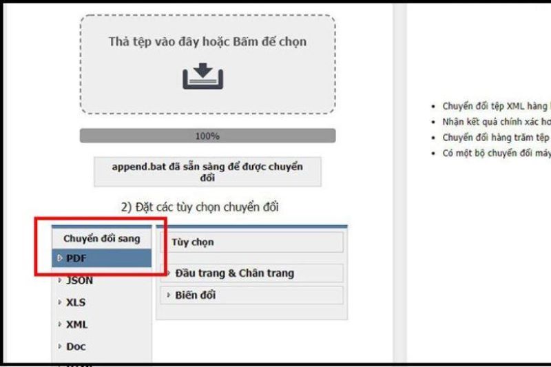 Cách chuyển file XML sang định dạng PDF bước 1 bước 3