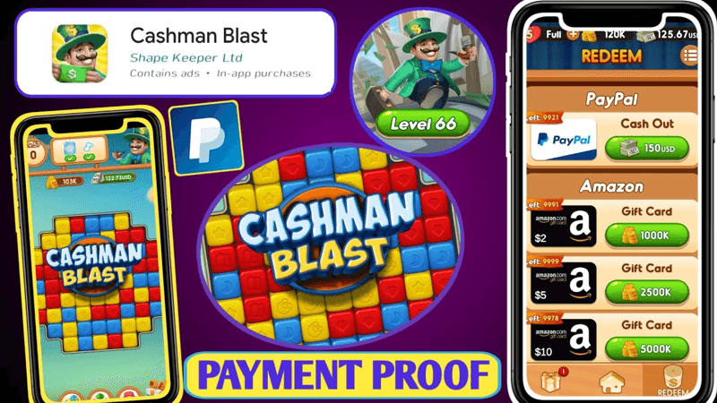 App chơi game kiếm tiền - Cashman Blast