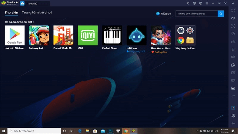 Phần mềm giả lập Bluestacks 