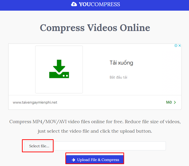 Sử dụng Youcompress bước 2