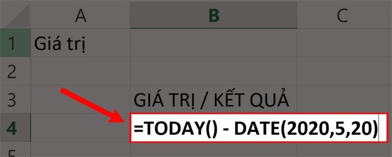 Cách trừ đi một ngày kể từ ngày hôm nay. bước 1