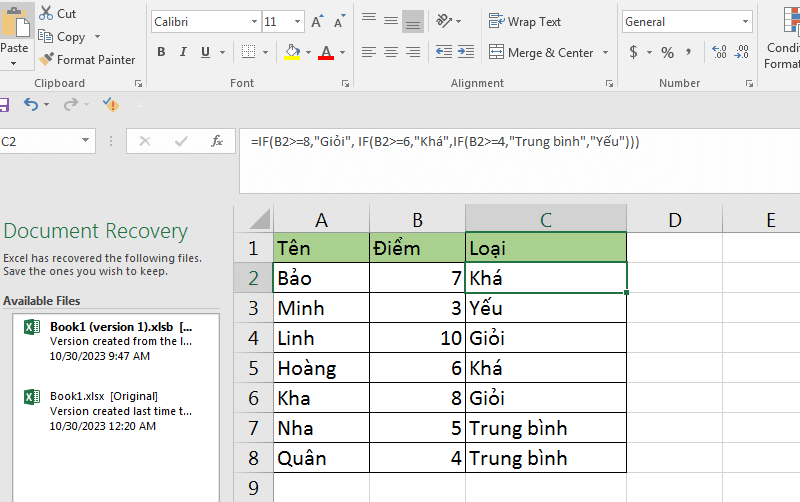 Hàm IF nhiều điều kiện trong Excel