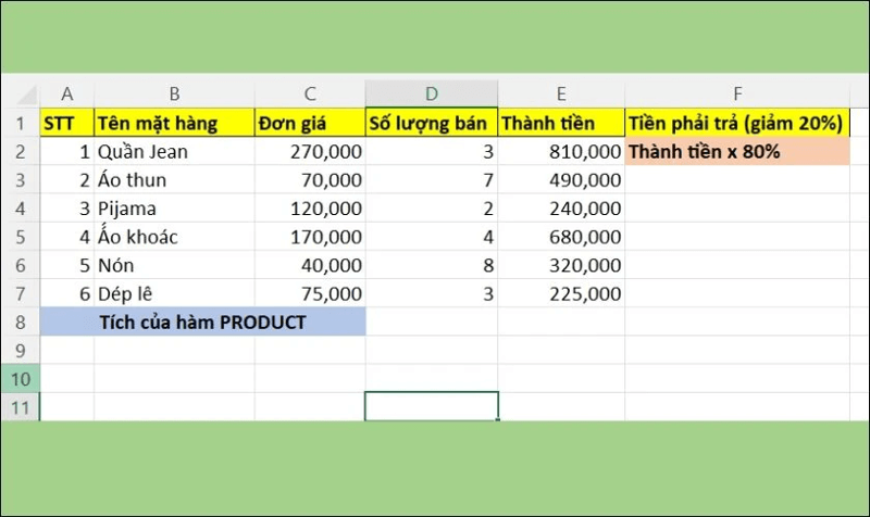 Cách nhân một cột với 1 số trong Excel