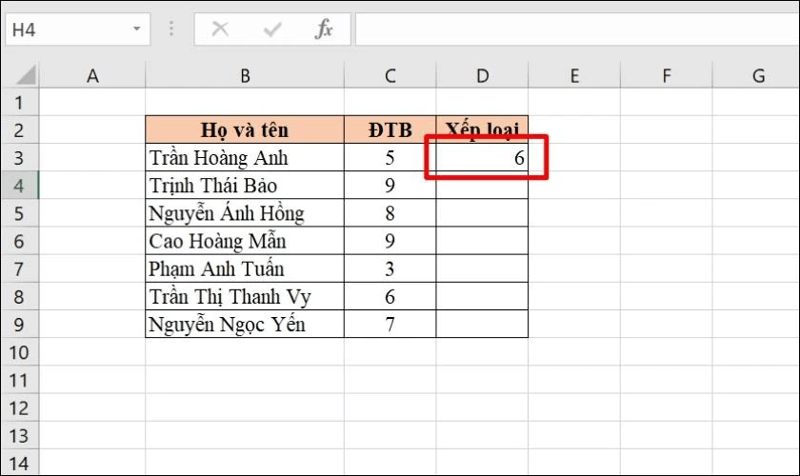 Cách xếp hạng từ cao xuống thấp bước 2