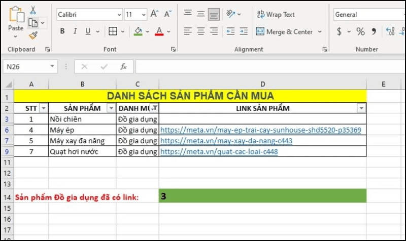 Sử dụng hàm SUBTOTAL để đếm số ô được lọc không trống bước 4