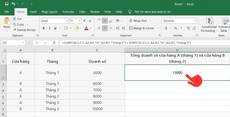 Cách dùng hàm SUMIFS trong Excel tính tổng nhiều điều kiện