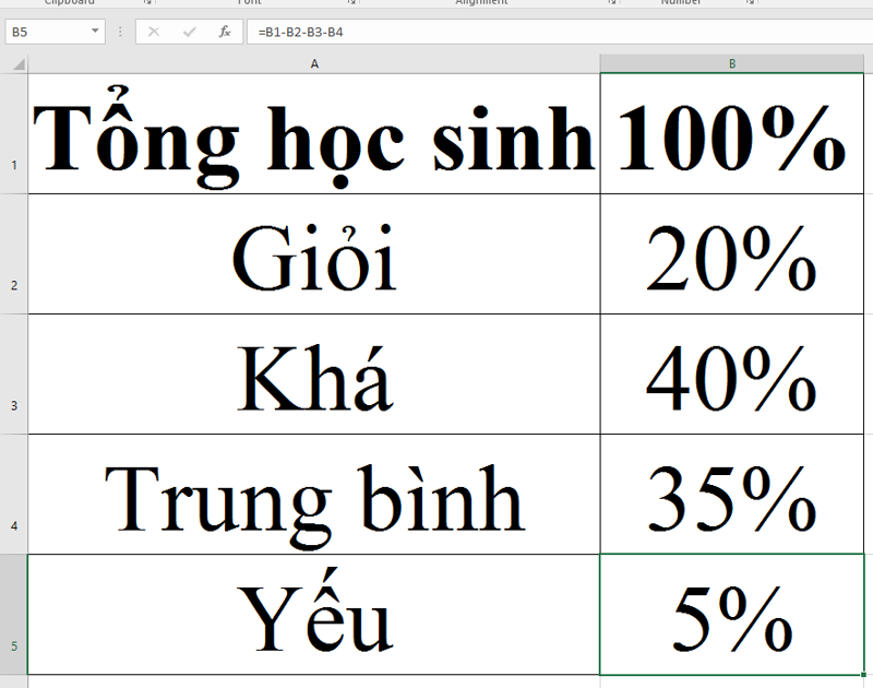 Hàm trừ theo tỷ lệ % cách 1