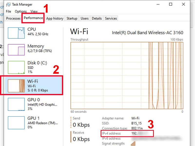 Hướng dẫn xem địa chỉ IP bằng Task Manager bước 2