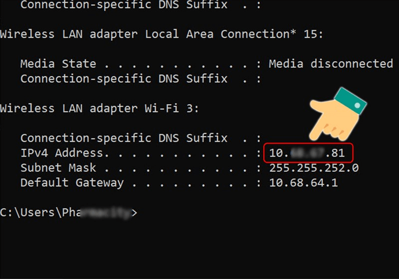 Xem địa chỉ IP bằng Command Prompt bước 3