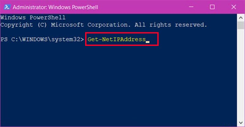 Cách xem IP bằng Powershell bước 2