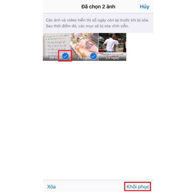 Lấy lại ảnh đã xóa bằng album ảnh trên điện thoại iPhone bước 2