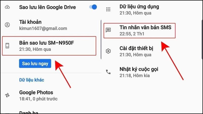 Khôi phục tin nhắn SMS trên Android bằng tính năng sao lưu của Google 2