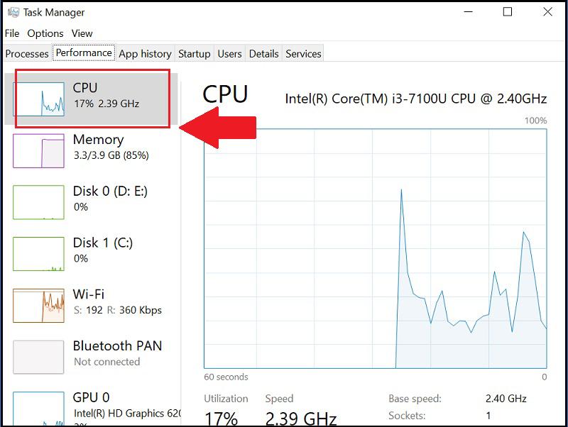 Xem cấu hình máy tính thông qua Task Manager bước 2