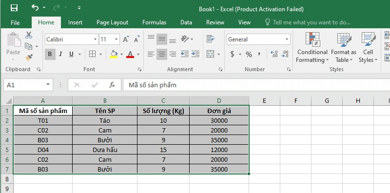 Cách lọc dữ liệu trùng nhau trong 2 cột Excel bằng Advanced Filter bước 1