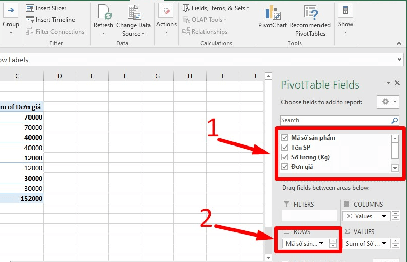 Loại bỏ trùng lặp trong Excel bằng cách sử dụng Pivot Table bước 2