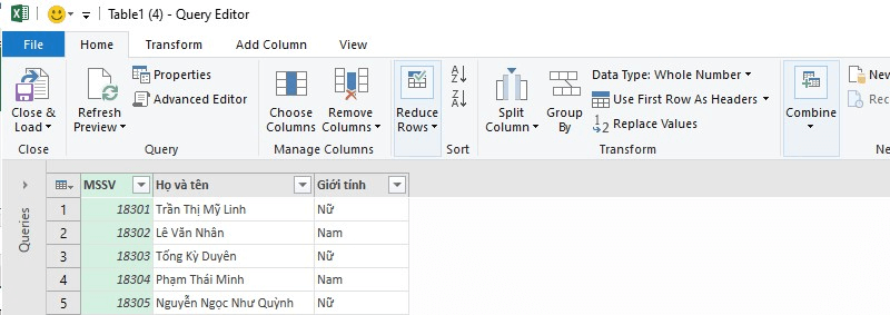 Kiểm tra trùng dữ liệu trong Excel bằng Power Query bước 3