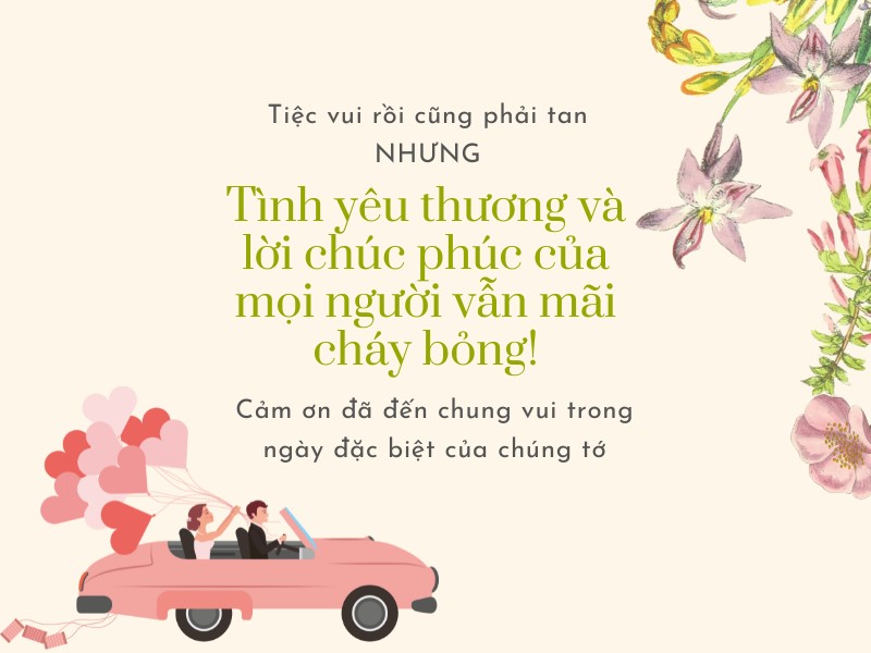 Lời cảm ơn đám cưới vui vẻ, tinh tế