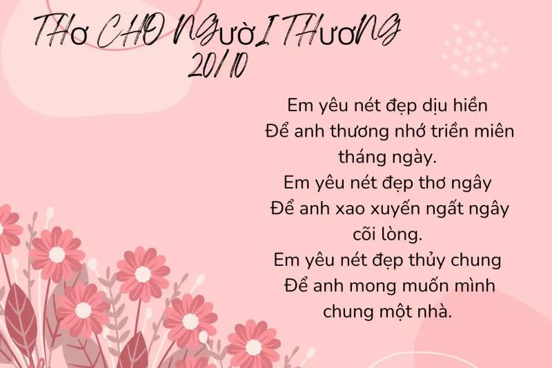 Lời chúc 20/10 bạn gái ý nghĩa qua bài thơ