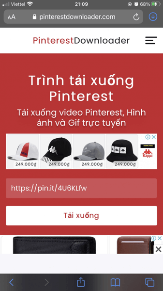 Cách lưu video Pinterest về điện thoại ios bước 3