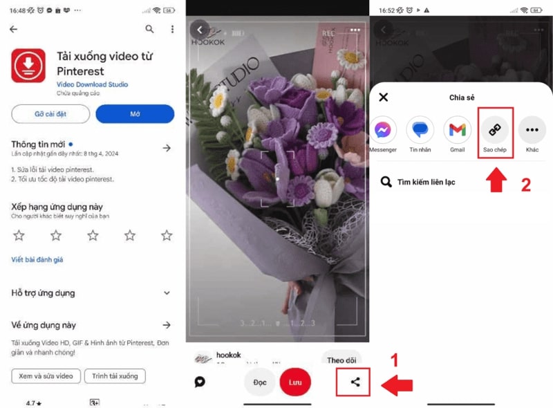 Lưu video pinterest trên điện thoại Android  bước 1