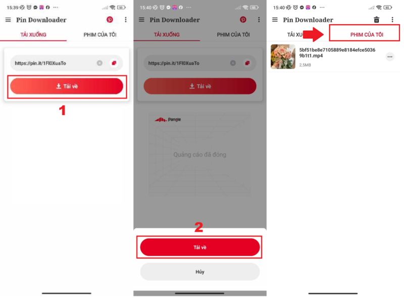 Lưu video pinterest trên điện thoại Android  bước 2