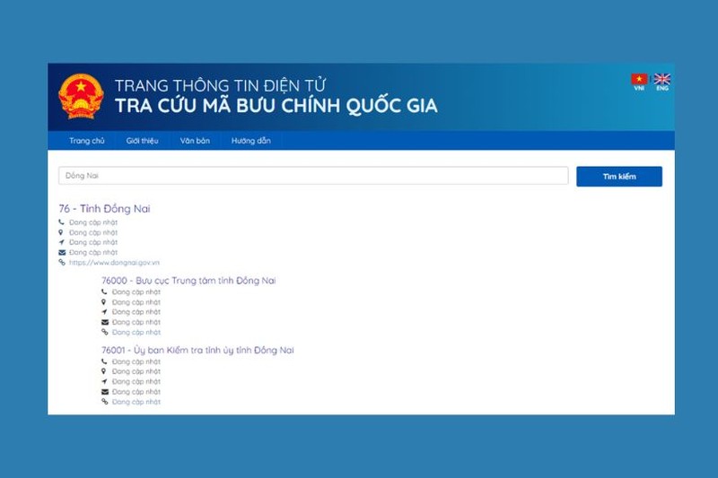 Cách tra cứu mã bưu chính Đồng Nai 2