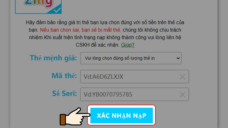 Nạp Genshin Impact vì chưng thẻ điện thoại thông minh, Zing, Gate bước 5