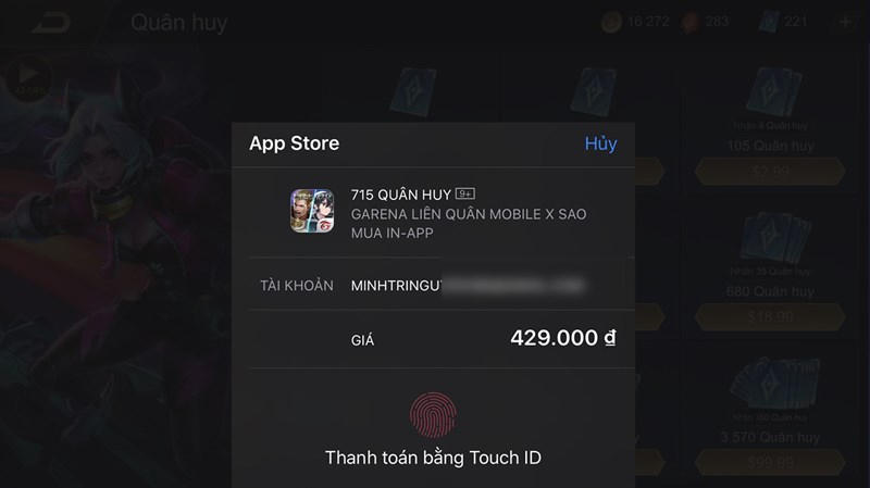 Cách nạp quân huy Liên Quân trên thiết bị iOS bước 3