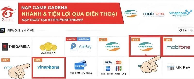  Nạp thẻ qua mã SMS Viettel, MobiFone, Vinaphone bước 1