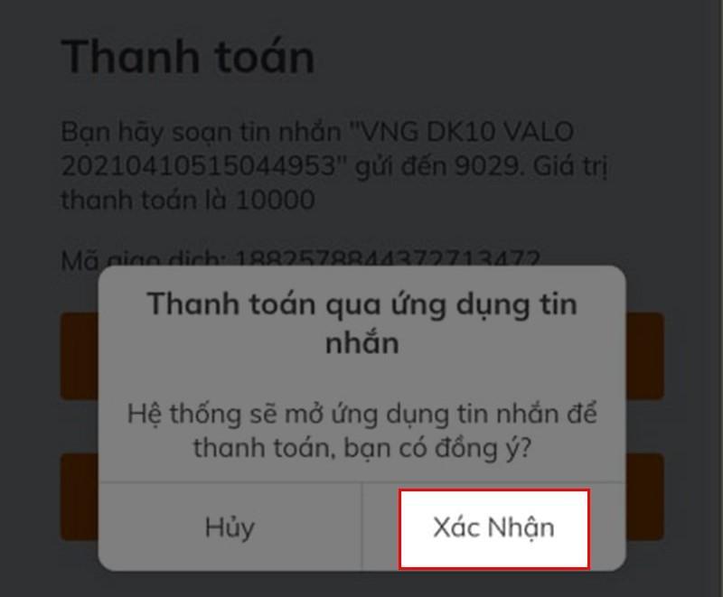 Valorant VNG nạp bằng SMS Viettel bước 3