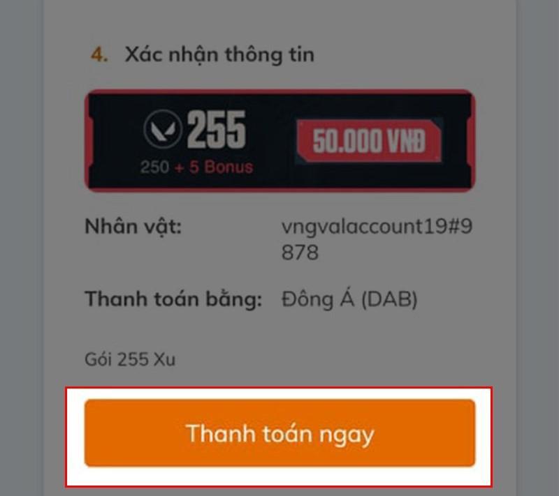 Cách nạp tiền Valorant qua ATM bước 3