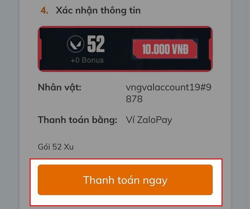 Hướng dẫn chi tiết cách nạp Valorant trên website VNG bước 4