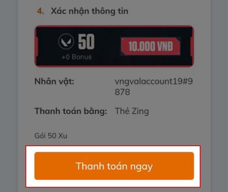  Cách nạp thẻ Valorant bằng Zing Card bước 3