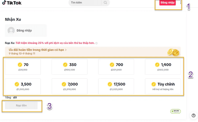 Bật mí cách nạp xu TikTok giá rẻ đơn giản nhận xu cực đã