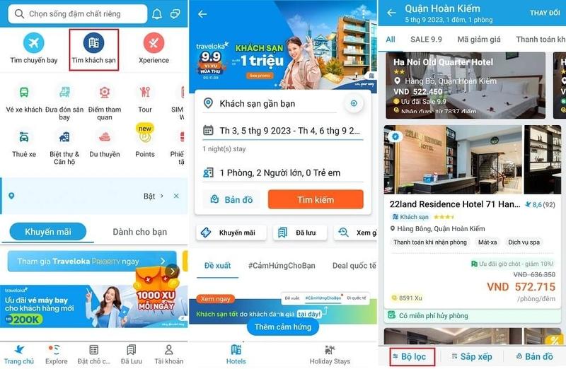 Hướng dẫn cách tìm nhà nghỉ gần nhất bằng Traveloka