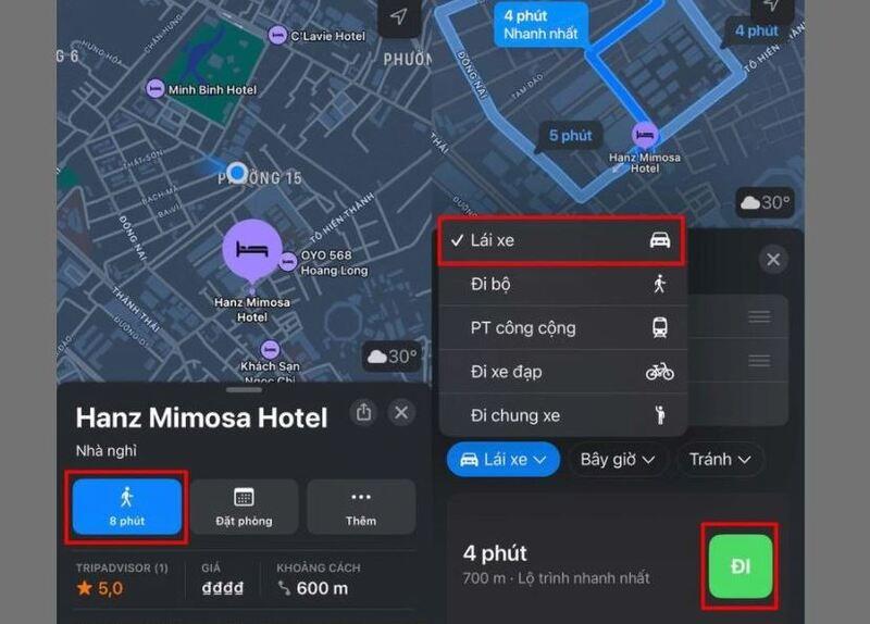 Cách tìm kiếm nhà nghỉ gần nhất trên app Bản đồ iPhone bước 2
