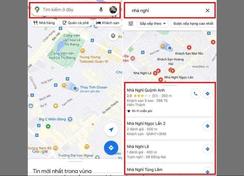 Cách tìm kiếm nhà nghỉ gần nhất trên app Bản đồ iPhone bước 3