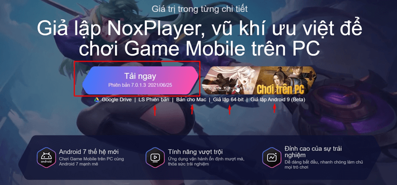 Hướng dẫn cách tải và cài đặt Nox player máy tính Windows bước 1