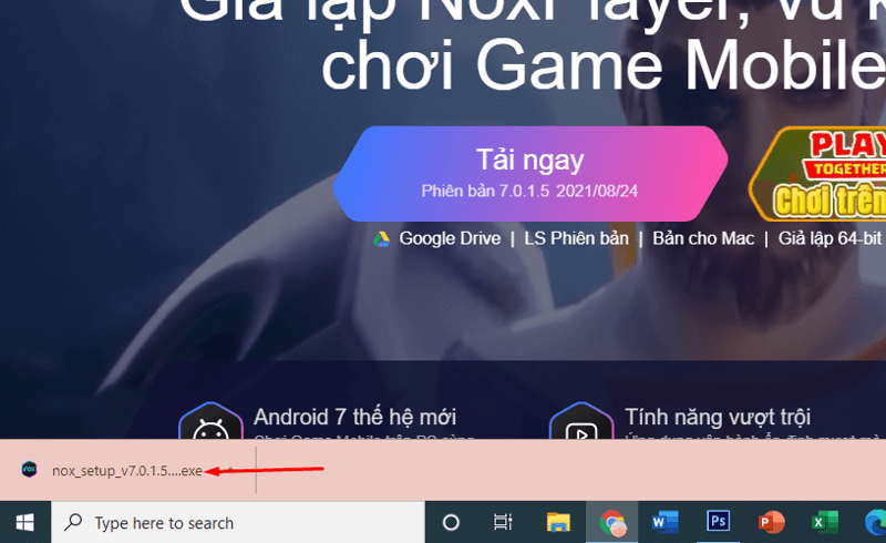 Hướng dẫn cách tải và cài đặt Nox player máy tính Windows bước 2