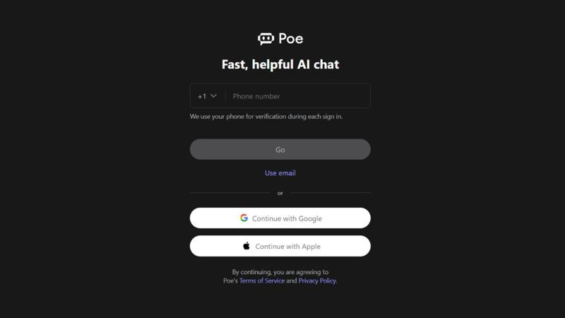 Cách dùng Poe AI trên website bước 1