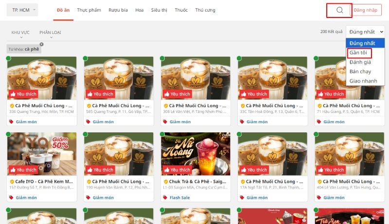  tìm quán cà phê gần đây bằng Shopee Food