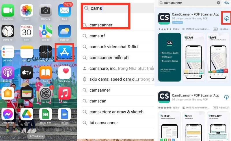 Sử dụng ứng dụng CamScanner bước 1