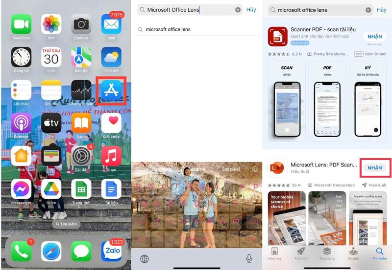Tải app Microsoft Office Lens và scan dữ liệu bước 1
