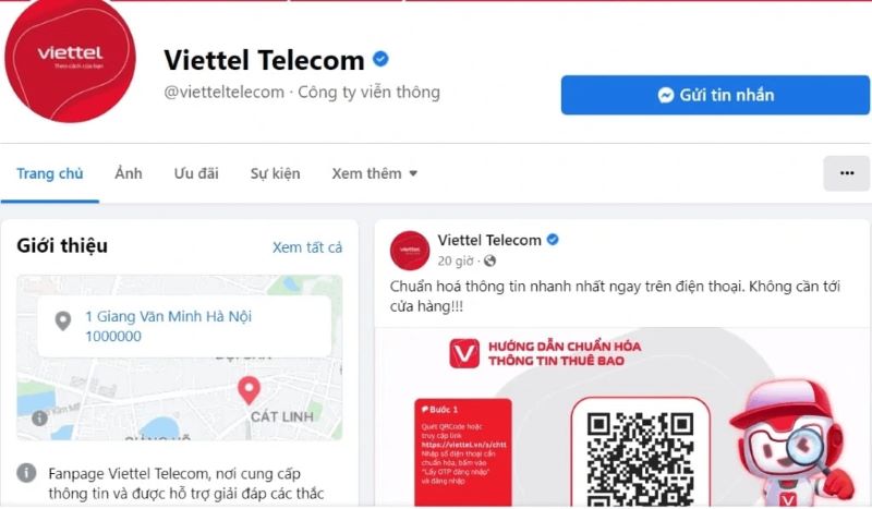 Fanpage CSKH của Viettel