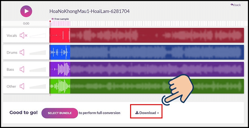 Sử dụng website PhonicMind để tách nhạc bước 4