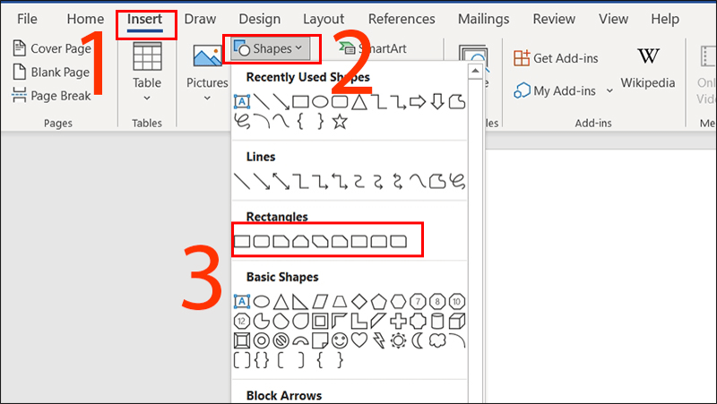 Cách tạo khung bìa trong Word 365, 2019, 2016, 2013 bước 1